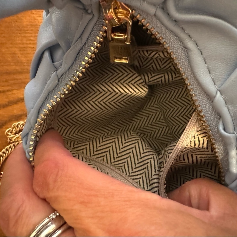 🌈 6/$60 URBAN EXPRESSIONS light blue vegan basket weave small handbag crossbody - Picture 5 of 10